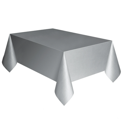 Silver Plastic Table Cover 1.37m x 2.74m