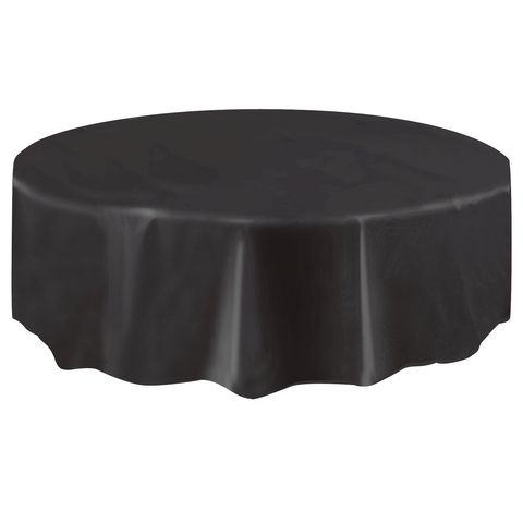 Black Round Plastic Table Cover 2.1m