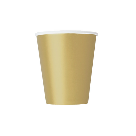 Gold Paper Cups 270ml (8 Pack)