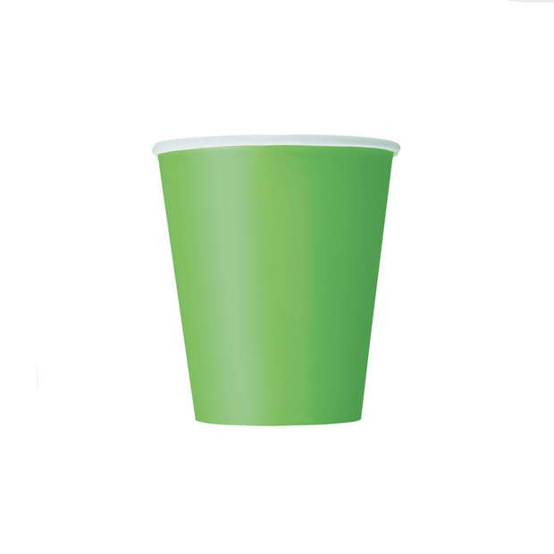 Lime Green Paper Cups 270ml (8 Pack)