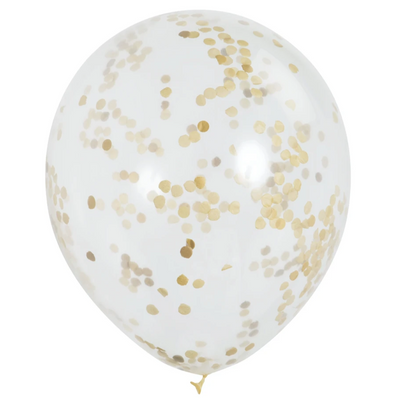 Gold Confetti Balloons 12" Latex (6 Pack)