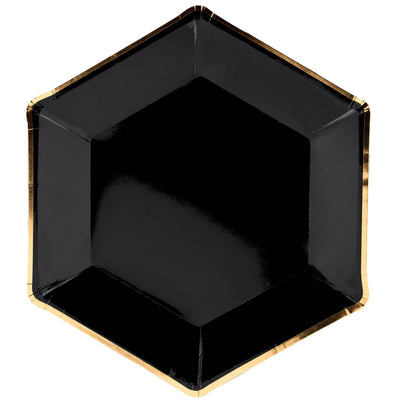 Black & Gold Plates 23cm (6 Pack)