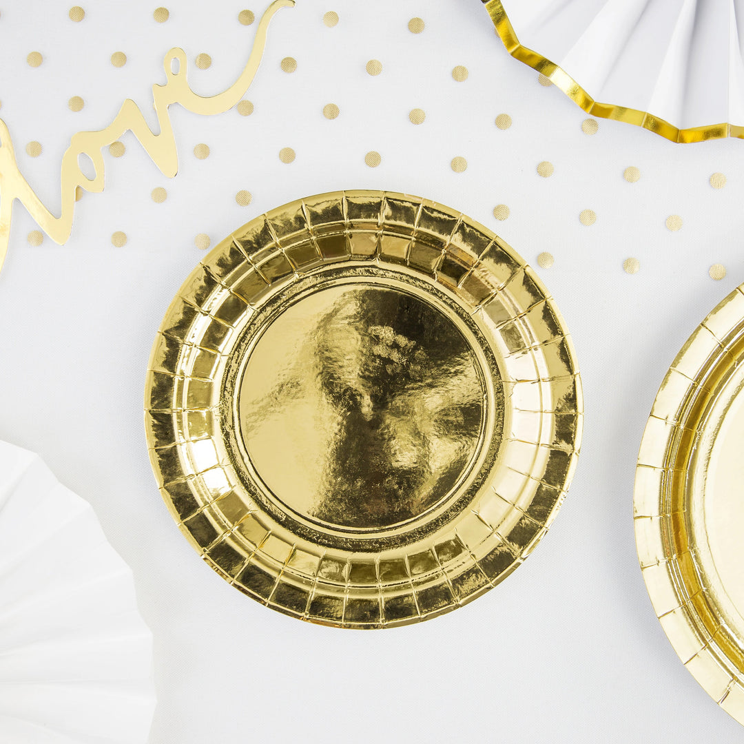 Metallic Gold Paper Plates 18cm 6 Pack Forever Party